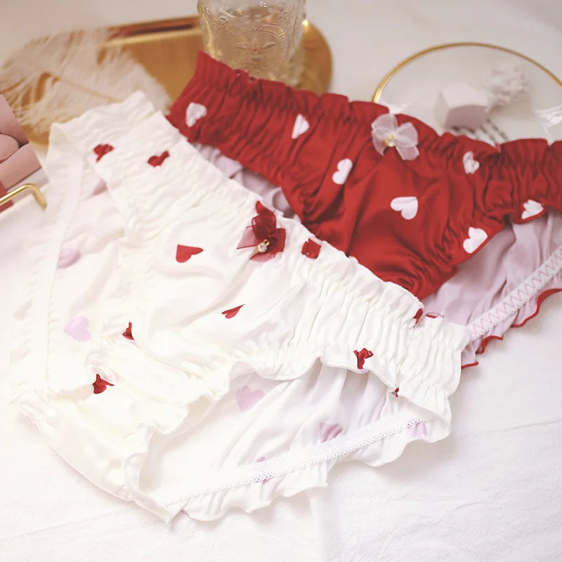 New girl's underwear waist satin love ladies briefs soft comfortable breathable high quality women's underwear female panties