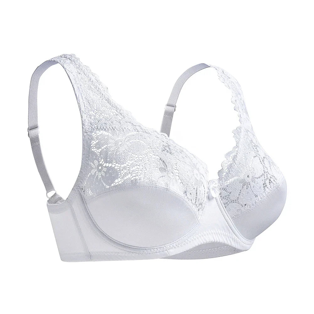 Women Plus Size Bra Breathable Sexy Lingerie Perspective Brassiere Floral Lace Bras Unlined Underwire Female Underwear