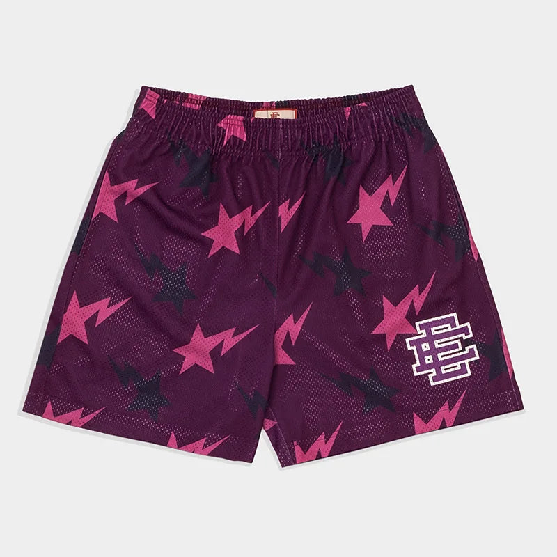 2025 New Summer EE Eric Emanuel Basic Mesh Short Classic Floral Printed Gym Shorts Men's Gym Basketball Sports Beach Shorts