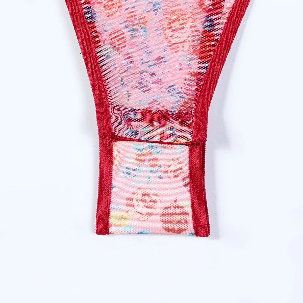 SINGREINY Hotsweet Print Gauze Bodysuit Ruffles Hollow Out Bandage Slim Open Crotch Thin Rompers Female Sexy NightwearPlaysuits