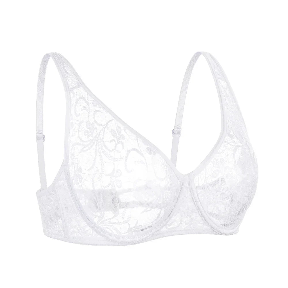 Womens Underwear Lace Bras Underwire BH Hollow Out Embroidery Sexy Lingerie Tops Plus Size Brassiere A B C D Cup
