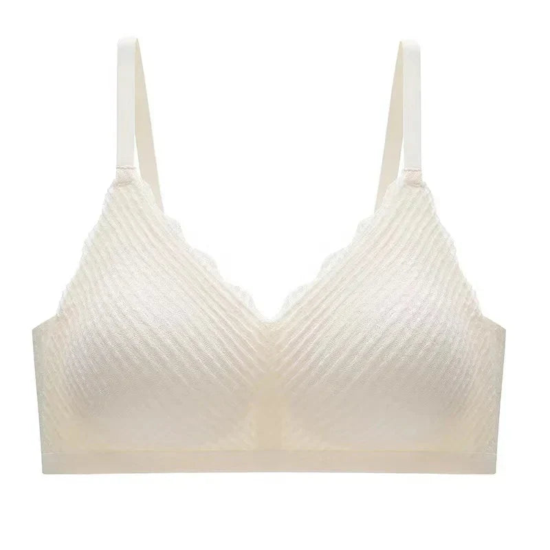 New Top Lace Seamless Women's Underwear Small Chest Gathered Non-slip No Steel Ring Sexy Sling Beautiful Back Bra Thin Section