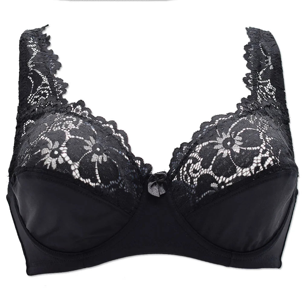 New Women Lingerie Sexy Plus Size Bra Gorgeous Floral Lace Bra Unlined Underwire Brassiere Perspective Bralette Female Underwear