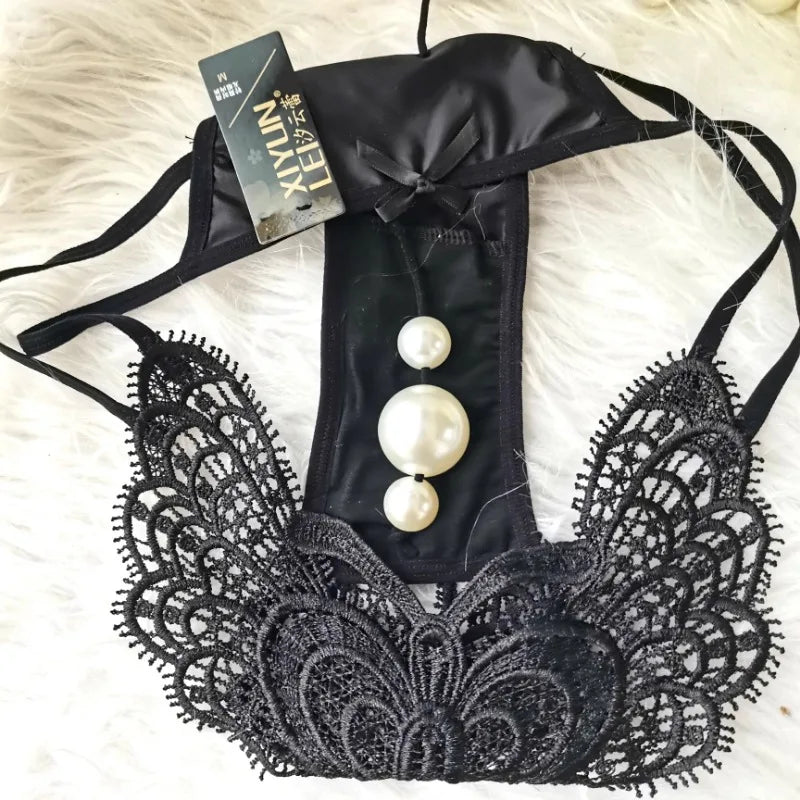 Customized Imitation Pearl Underwear Into The Body To Increase Massage Beads, Sexy Thong Tighten Briefs Thong Panties Women