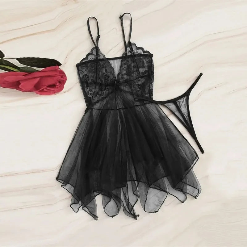 Sexy Lingerie For Fine Women Women'S Lace Fluoroscopy Beauty Tulle Elegant Reverie Sexy Lingerie Fantasy Tulle Intimate Set