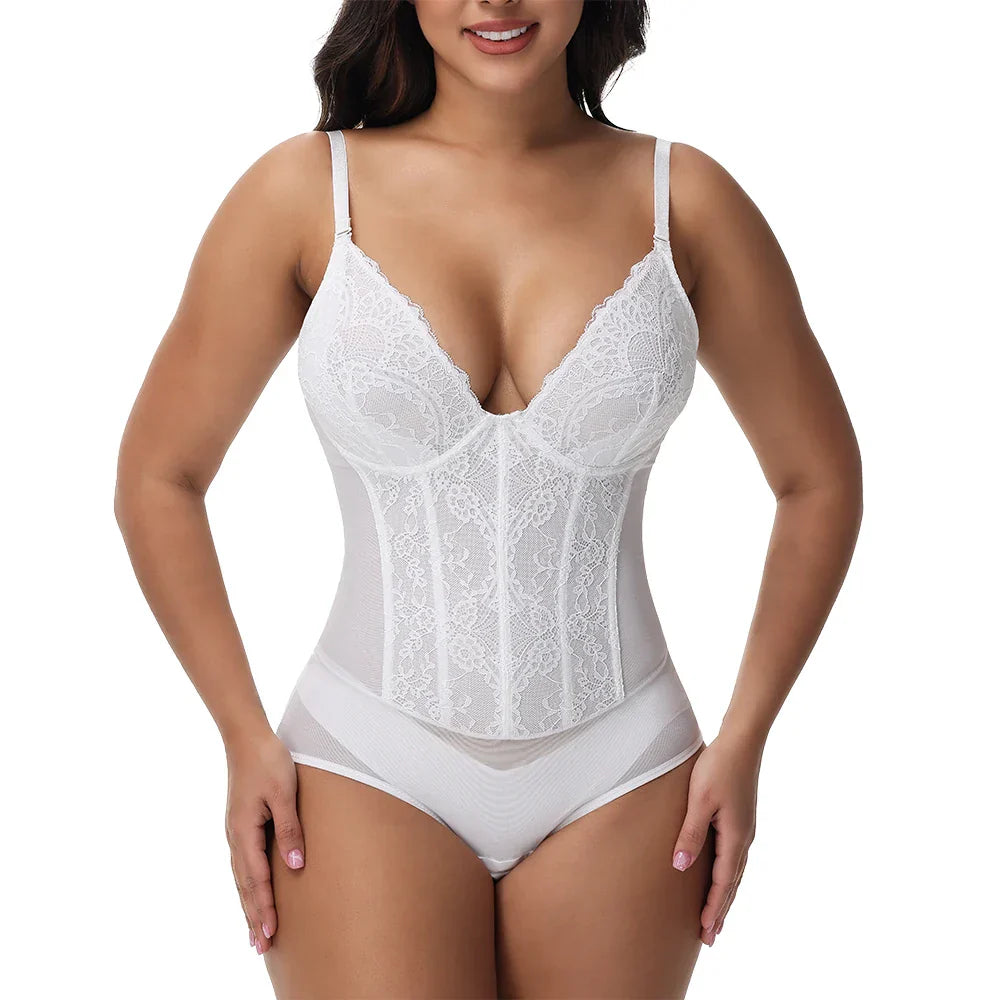 Lace Bodysuit for Women Tummy Control Shapewear Sleeveless Tops V-Neck Backless Slim Camisole Jumpsuit Shaper Party Wear Fashion