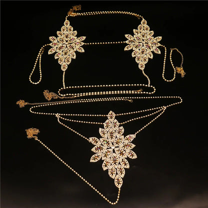 Fashion Rhinstone Body Chain Harness Bra Dress Belt for Women Rave Festival Shiny Bikini Night Club Sexy Body Jewelry Belly Gift