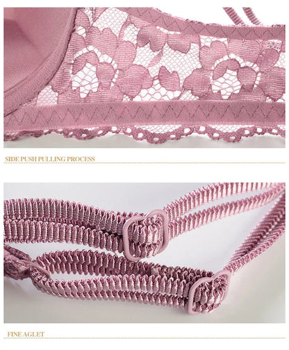 Logirlve Comfort Seamless Bra And Sexy Panties Backless Wireless Set Underwear For Girls Push Up Bra Lace Women Lingerie Sets