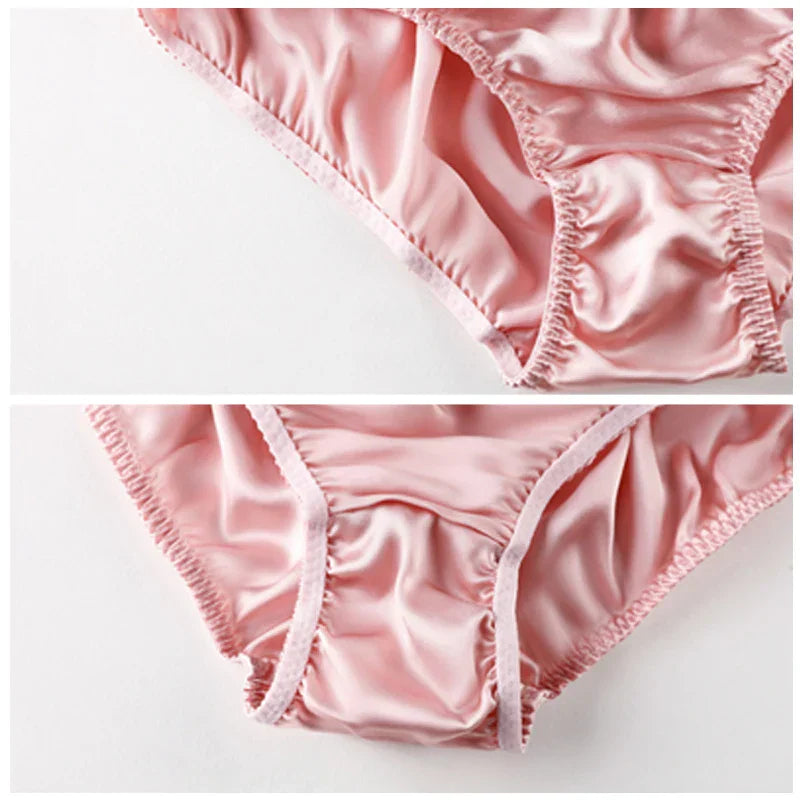Women'S Panties 100% Mulberry Silk Sexy Underwear Female Soft Smooth Lingerie Low-Waist Solid Color Ladies Sensual Briefs