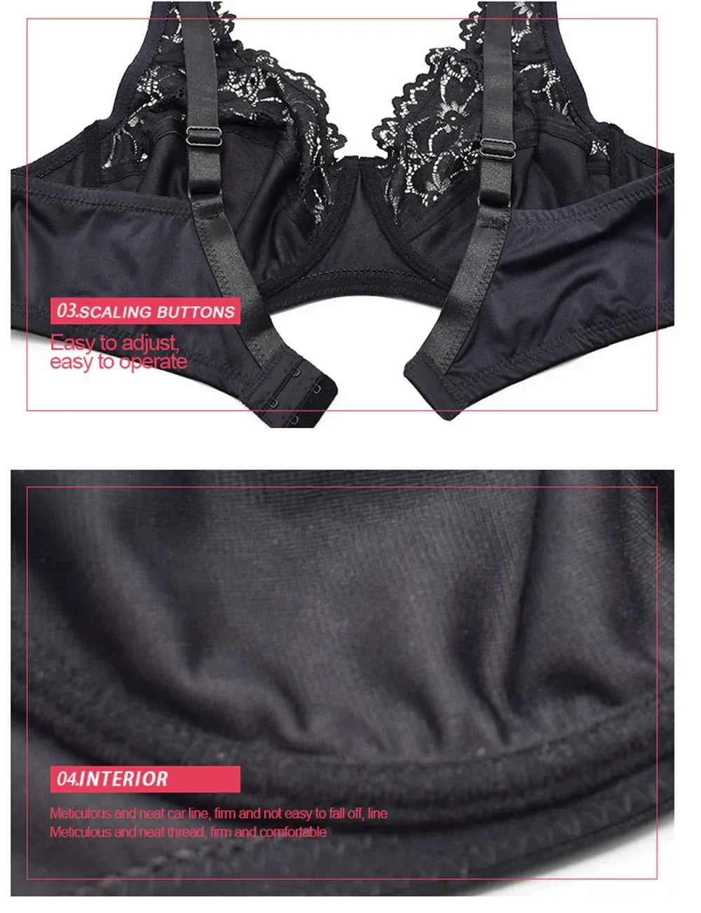 Women Plus Size Bra Breathable Sexy Lingerie Perspective Brassiere Floral Lace Bras Unlined Underwire Female Underwear