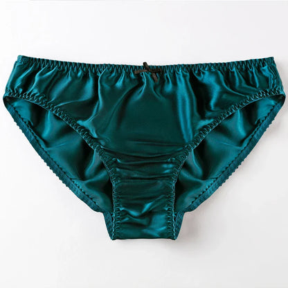 Women'S Panties 100% Mulberry Silk Sexy Underwear Female Soft Smooth Lingerie Low-Waist Solid Color Ladies Sensual Briefs