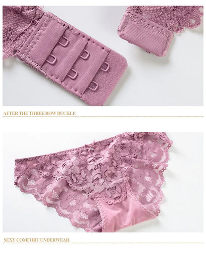 Logirlve Comfort Seamless Bra And Sexy Panties Backless Wireless Set Underwear For Girls Push Up Bra Lace Women Lingerie Sets
