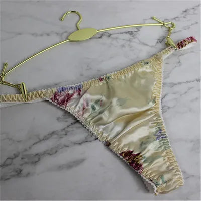 100% Mulberry silk woman briefs natural silk summer cool sexy thong lady panties