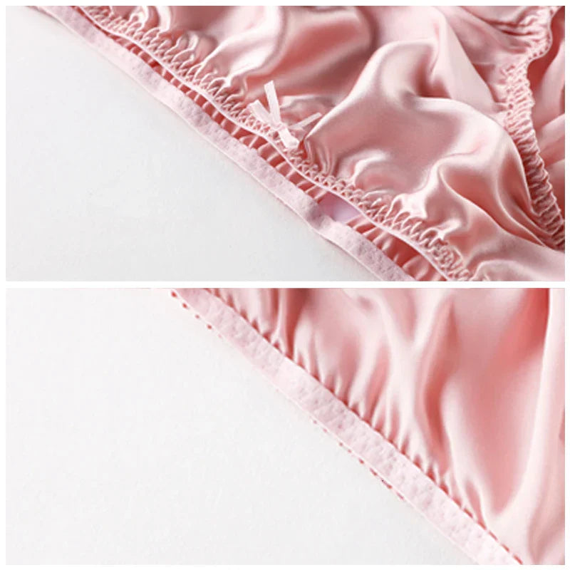 Women'S Panties 100% Mulberry Silk Sexy Underwear Female Soft Smooth Lingerie Low-Waist Solid Color Ladies Sensual Briefs