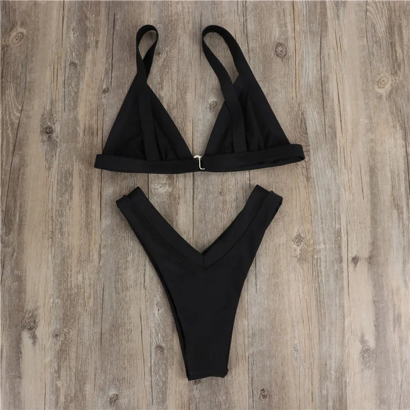 2025 Sexy Red Bikini Thong Push Up Swimwear Women Summer Beachwear High Cut Brazilian Bikini Beach Bathing Suit
