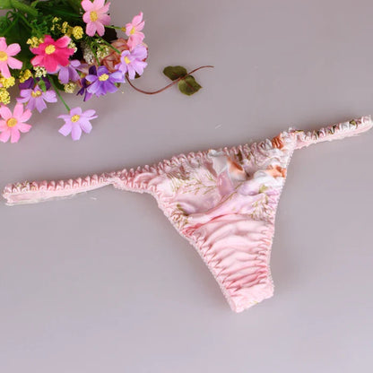 100% Mulberry silk woman briefs natural silk summer cool sexy thong lady panties