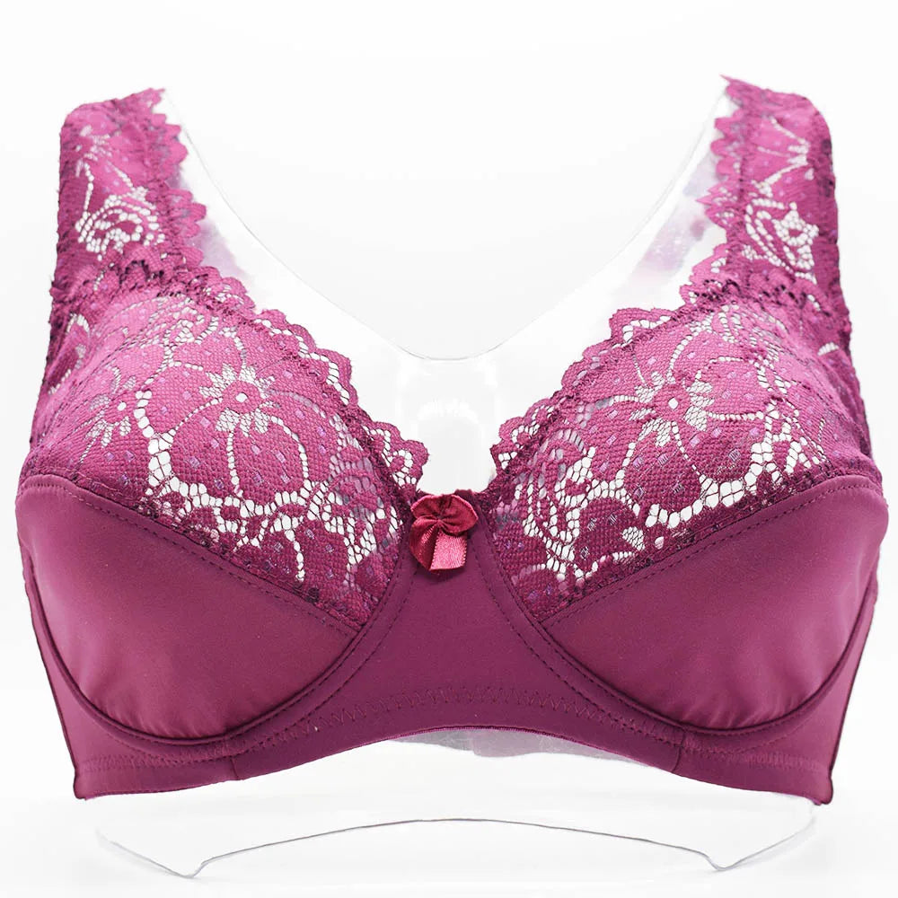 New Women Lingerie Sexy Plus Size Bra Gorgeous Floral Lace Bra Unlined Underwire Brassiere Perspective Bralette Female Underwear