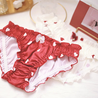 New girl's underwear waist satin love ladies briefs soft comfortable breathable high quality women's underwear female panties