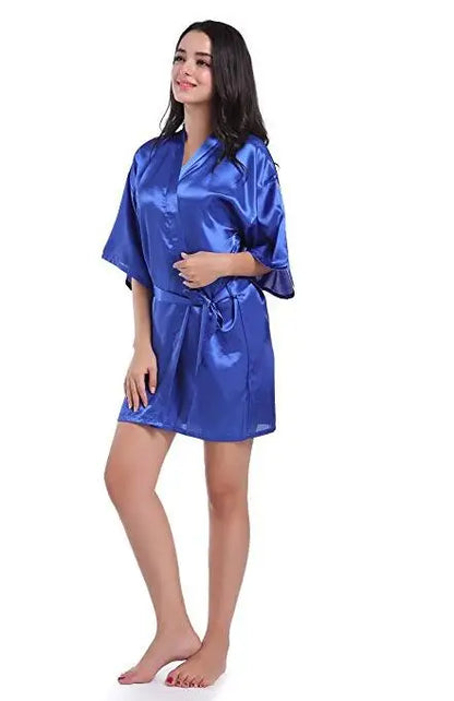 RB030 Sexy Large Size Sexy Satin Night Robe Lace Bathrobe Perfect Wedding Bride Bridesmaid Robes Dressing Gown For Women
