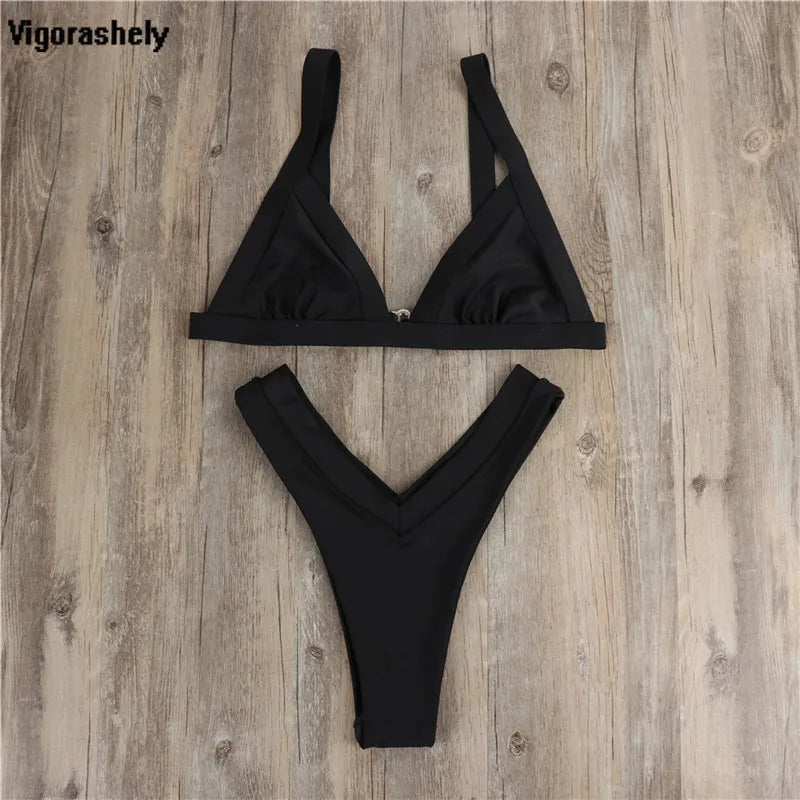 2025 Sexy Red Bikini Thong Push Up Swimwear Women Summer Beachwear High Cut Brazilian Bikini Beach Bathing Suit