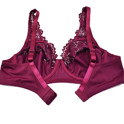 New Women Lingerie Sexy Plus Size Bra Gorgeous Floral Lace Bra Unlined Underwire Brassiere Perspective Bralette Female Underwear