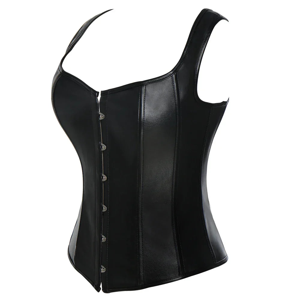 X New Steampunk Steel Boned Lace up Back Sexy Body Bustier Overbust Corset Women Waist Cincher Corsets Black Plus Size S-6XL