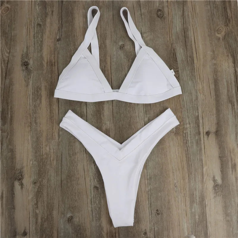 2025 Sexy Red Bikini Thong Push Up Swimwear Women Summer Beachwear High Cut Brazilian Bikini Beach Bathing Suit