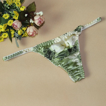 100% Mulberry silk woman briefs natural silk summer cool sexy thong lady panties