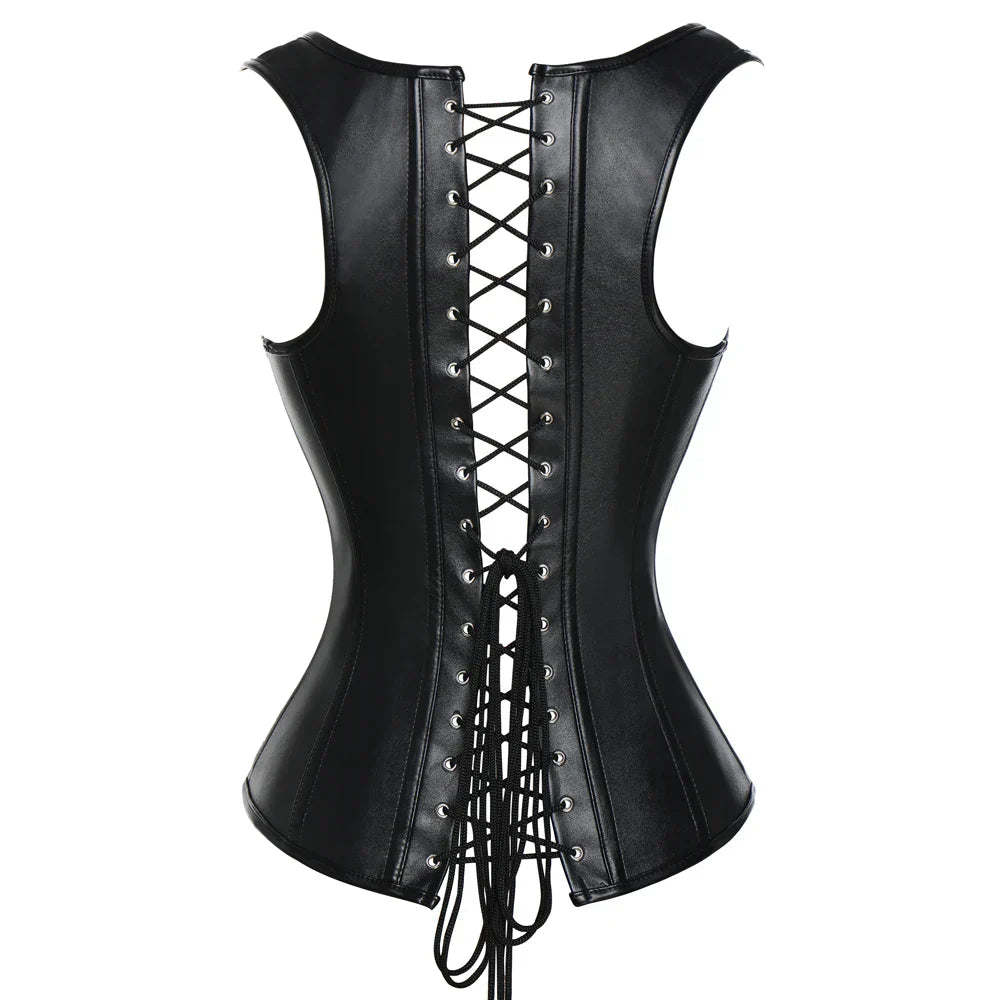 X New Steampunk Steel Boned Lace up Back Sexy Body Bustier Overbust Corset Women Waist Cincher Corsets Black Plus Size S-6XL