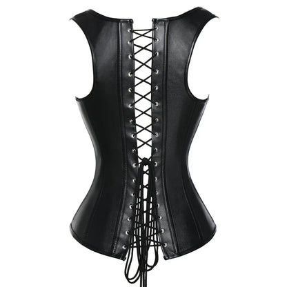 X New Steampunk Steel Boned Lace up Back Sexy Body Bustier Overbust Corset Women Waist Cincher Corsets Black Plus Size S-6XL