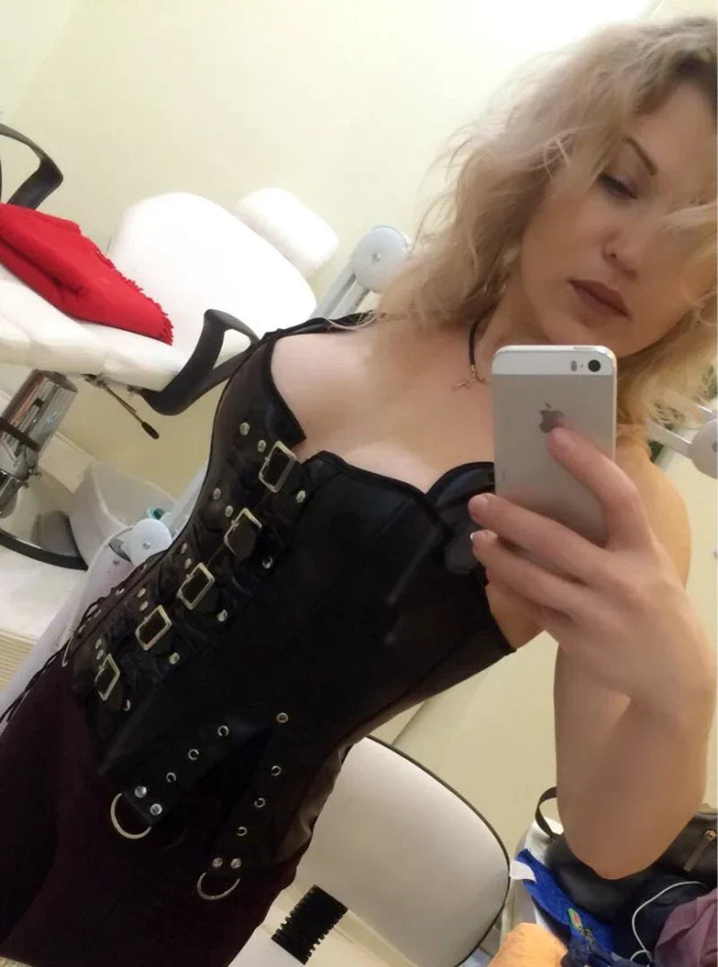X New Steampunk Steel Boned Lace up Back Sexy Body Bustier Overbust Corset Women Waist Cincher Corsets Black Plus Size S-6XL