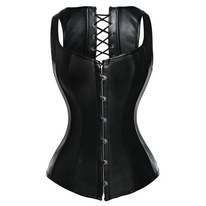 X New Steampunk Steel Boned Lace up Back Sexy Body Bustier Overbust Corset Women Waist Cincher Corsets Black Plus Size S-6XL