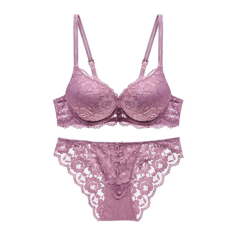 Logirlve Comfort Seamless Bra And Sexy Panties Backless Wireless Set Underwear For Girls Push Up Bra Lace Women Lingerie Sets