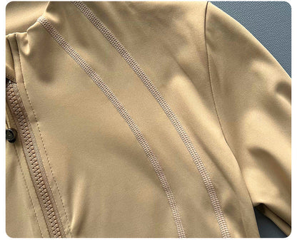 Quick Dry Stand Up Collar Fitness Jacket For Women Slim-Fit Zipper Yoga Wear Long Sleeve Breathable Running Sports Cycling Top