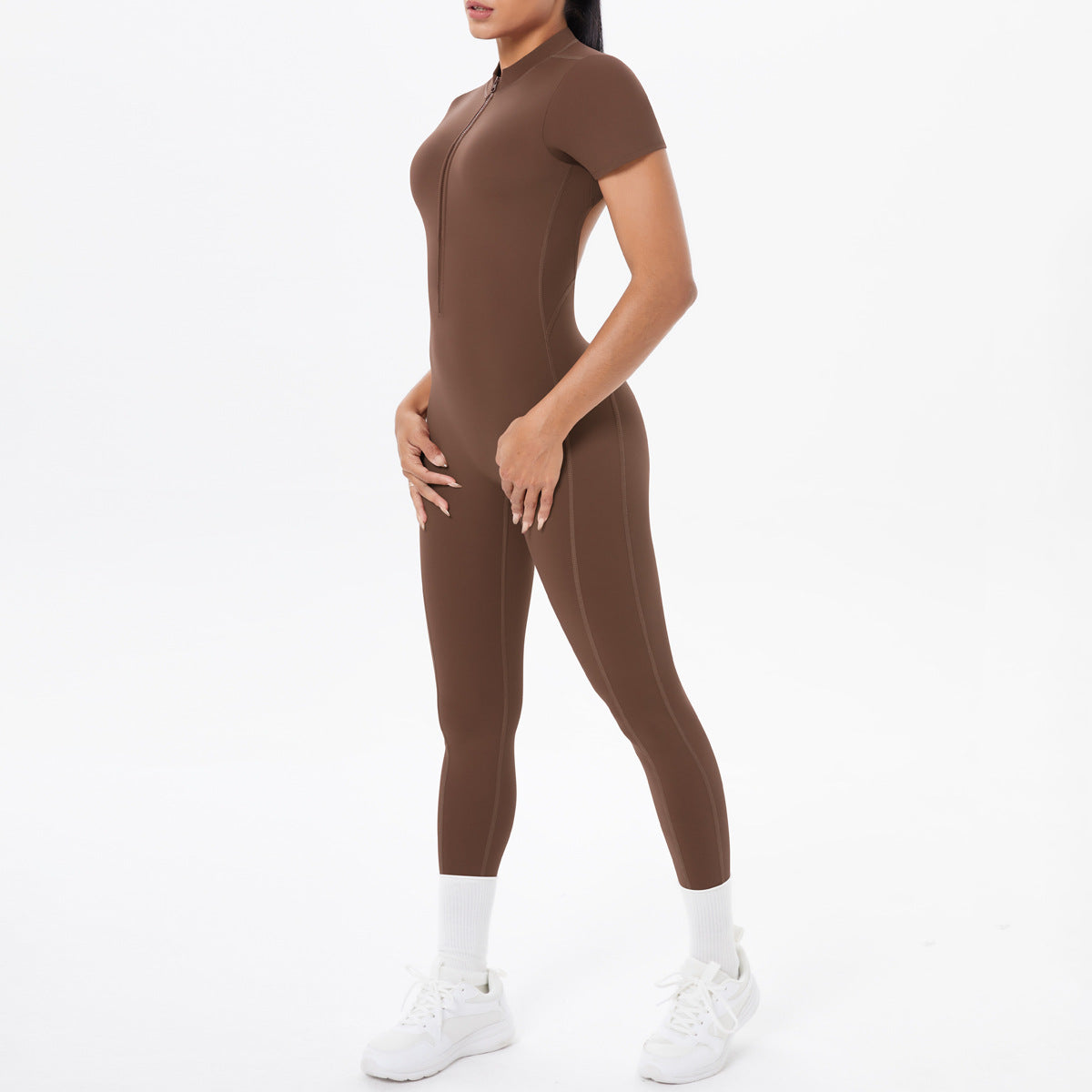 Sexy Backless Bodycon Scrunch Jumpsuit Raises Butt Women Dance Fitness Overalls Push Up  With Chest Cushion Yoga Sport Jump Suit