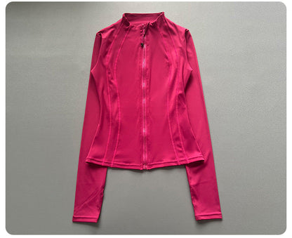 Quick Dry Stand Up Collar Fitness Jacket For Women Slim-Fit Zipper Yoga Wear Long Sleeve Breathable Running Sports Cycling Top