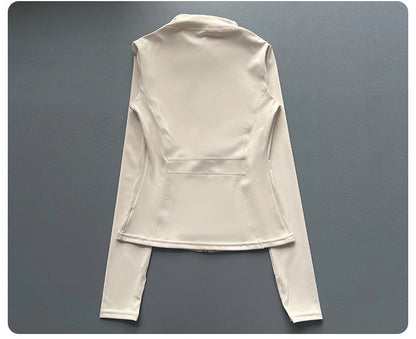 Quick Dry Stand Up Collar Fitness Jacket For Women Slim-Fit Zipper Yoga Wear Long Sleeve Breathable Running Sports Cycling Top