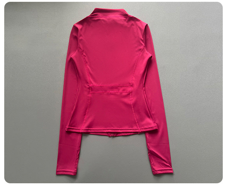 Quick Dry Stand Up Collar Fitness Jacket For Women Slim-Fit Zipper Yoga Wear Long Sleeve Breathable Running Sports Cycling Top