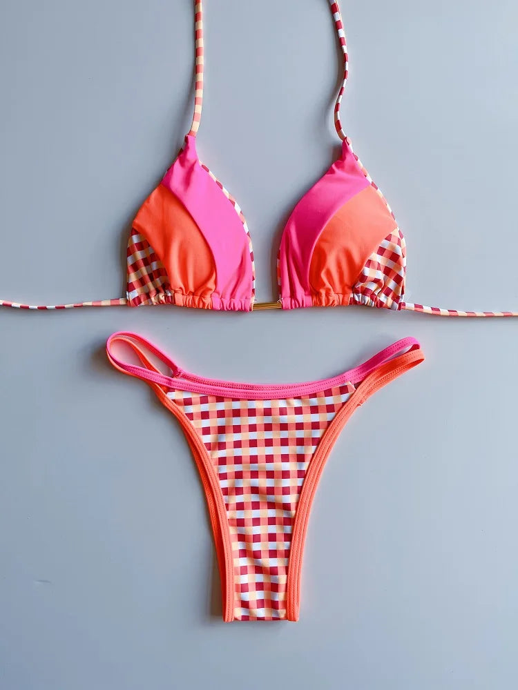 RUOTONGSEPT 2023 Sexy Spliced Swimsuit Women Swimwear Tiger Stripe Print Micro Bikini Set Brazilian Biquinis Beach Bathing Suit