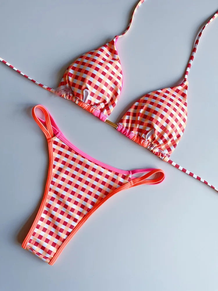 RUOTONGSEPT 2023 Sexy Spliced Swimsuit Women Swimwear Tiger Stripe Print Micro Bikini Set Brazilian Biquinis Beach Bathing Suit