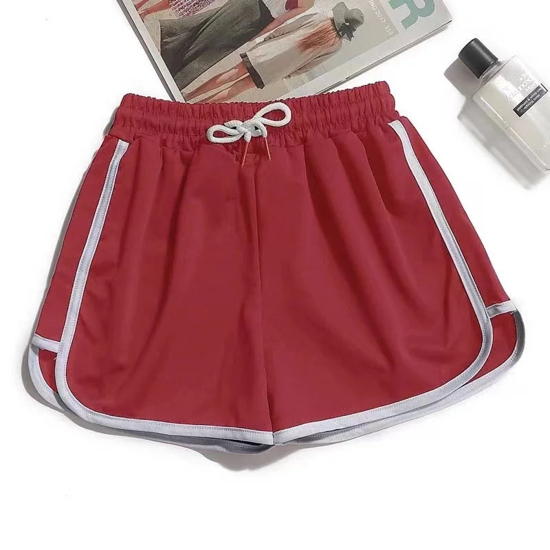 Women yoga Shorts Summer outer wear mid-waist casual loose straight pants lady stylish thin breathable wide leg gym short pants