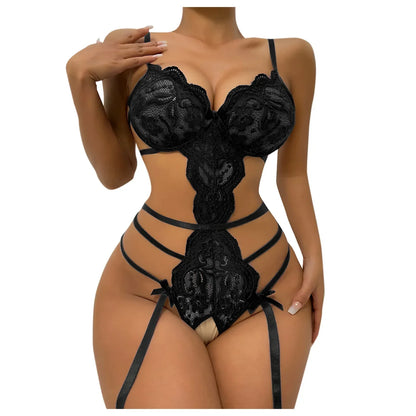 Ultra-Hot Sexy Lingerie for Women: Seductive Lace Open Bra Set, Alluring Ruffle Transparent Underwear & Provocative Erotic Bodys