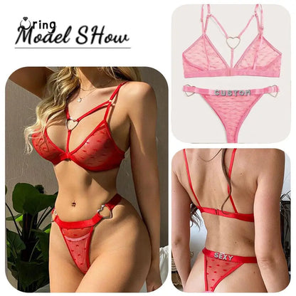 Custom Thong with Name Bikini Sets For Women Fashion Letters Customized Personalised Heart Swimwear Pool Party Body Jewelry