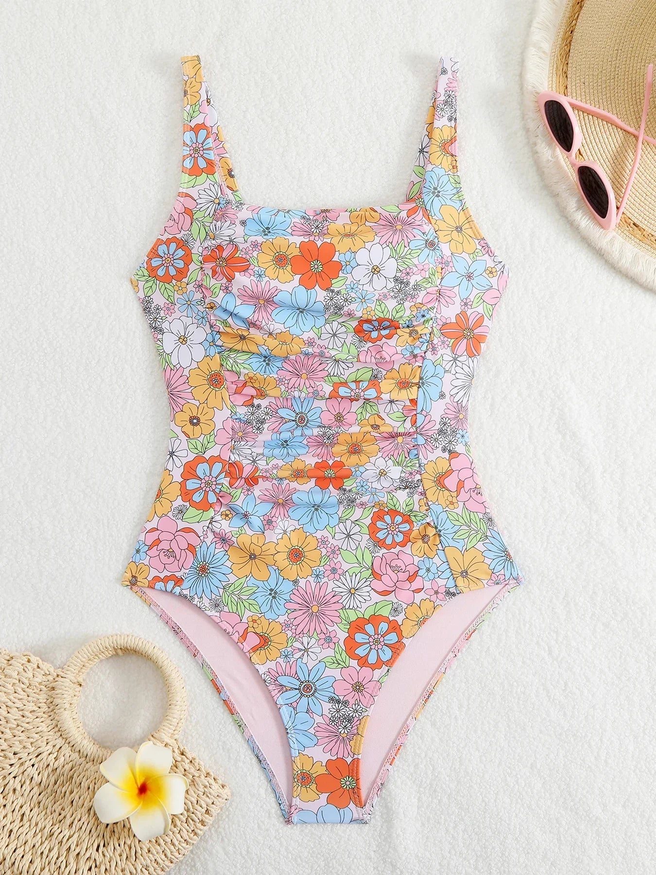 2025 New Pleated One Piece Swimsuit For Women Push Up Swimwear Female Bodysuit Monokini Plus Size Bathing Suit Summer Beach Wear