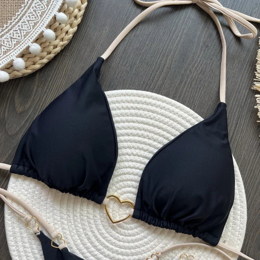 Para Praia 6 Colors Solid Brazilian Bikini Micro Swimwear T-back Swimsuit Women Sexy Biquini 2025 Thong Bikini Set Bathing Suit