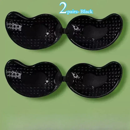 Invisible Push Up Bra for Women Backless Strapless Bra Seamless Front Closure Bralette Underwear Silicone Self-Adhesive Bra Pad
