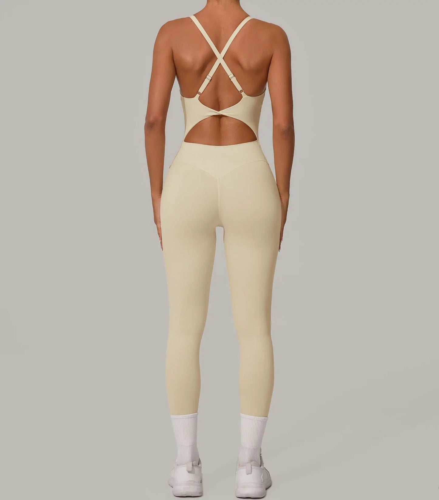Sexy Hollow Cross Backless Sporty Tight Jumpsuit Woman Sportswear Summer One Pieces Outfit Gym Fitness Overalls Yoga Jump Suit