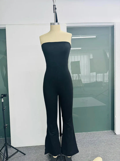 Women's Corseted Jumpsuit Simple solid colour Slim models Hip lifting design Fashion Single Piece Flared Pants