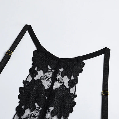 Lady Floral Lace Embroidery Lingerie Sets Women See-through Bra and Panty Set Underwear Sexy Hot Intimates Erotic Sexy Porn Suit