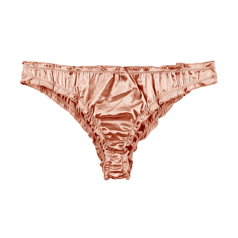 Sexy Ruffles Satin Panties Women Plus Size Breathable Soft Underwear Fashion Ladies Comfortable Briefs